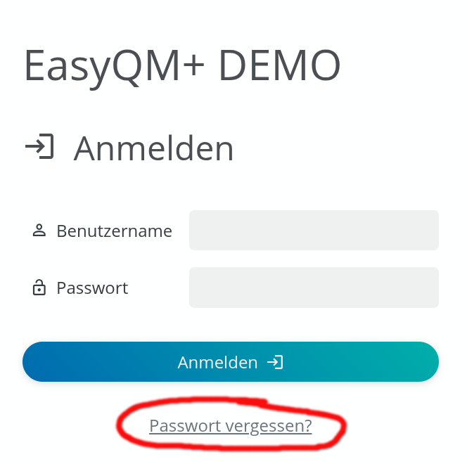 Passwort vergessen anklicken